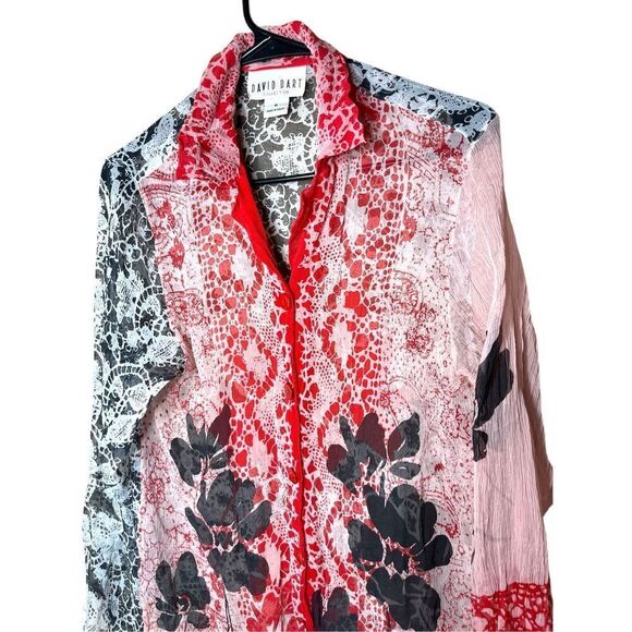 David Dart Women's 100% Silk Button Up Blouse/Shirt Size M - Picture 2 of 8